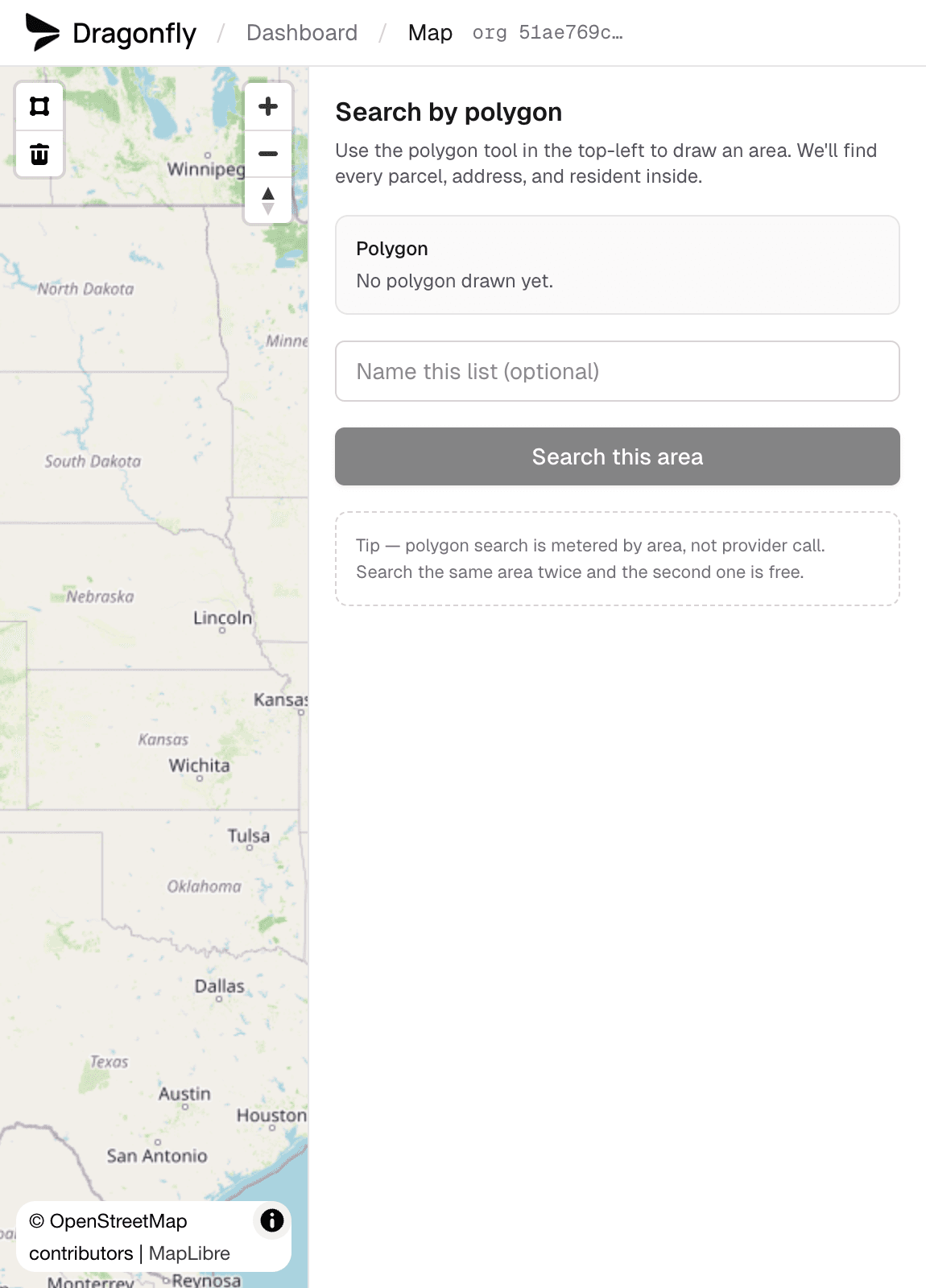 Polygon search on a map of parcels and addresses